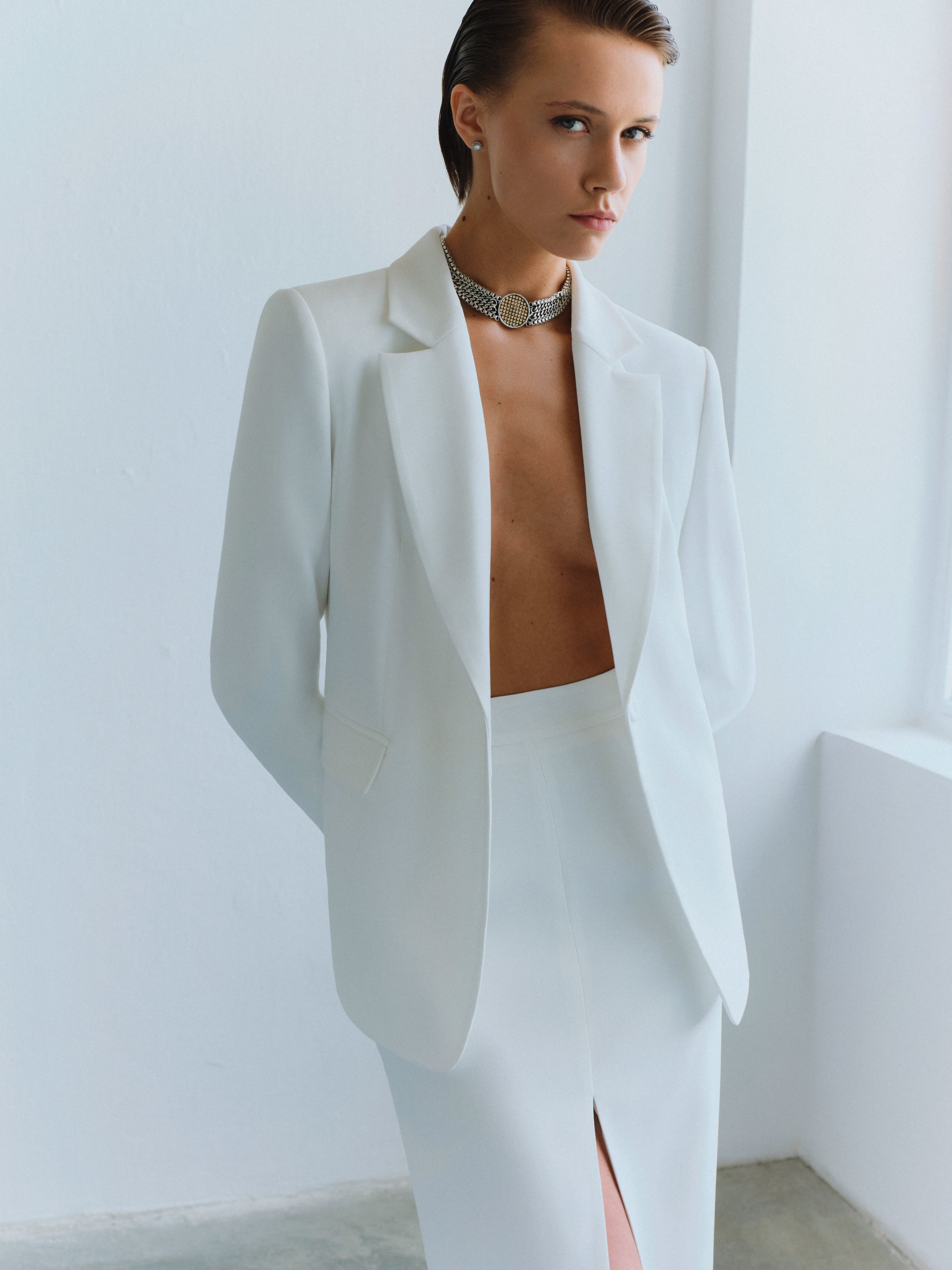 Beyaz Blazer Ceket - Fe Silhouette
