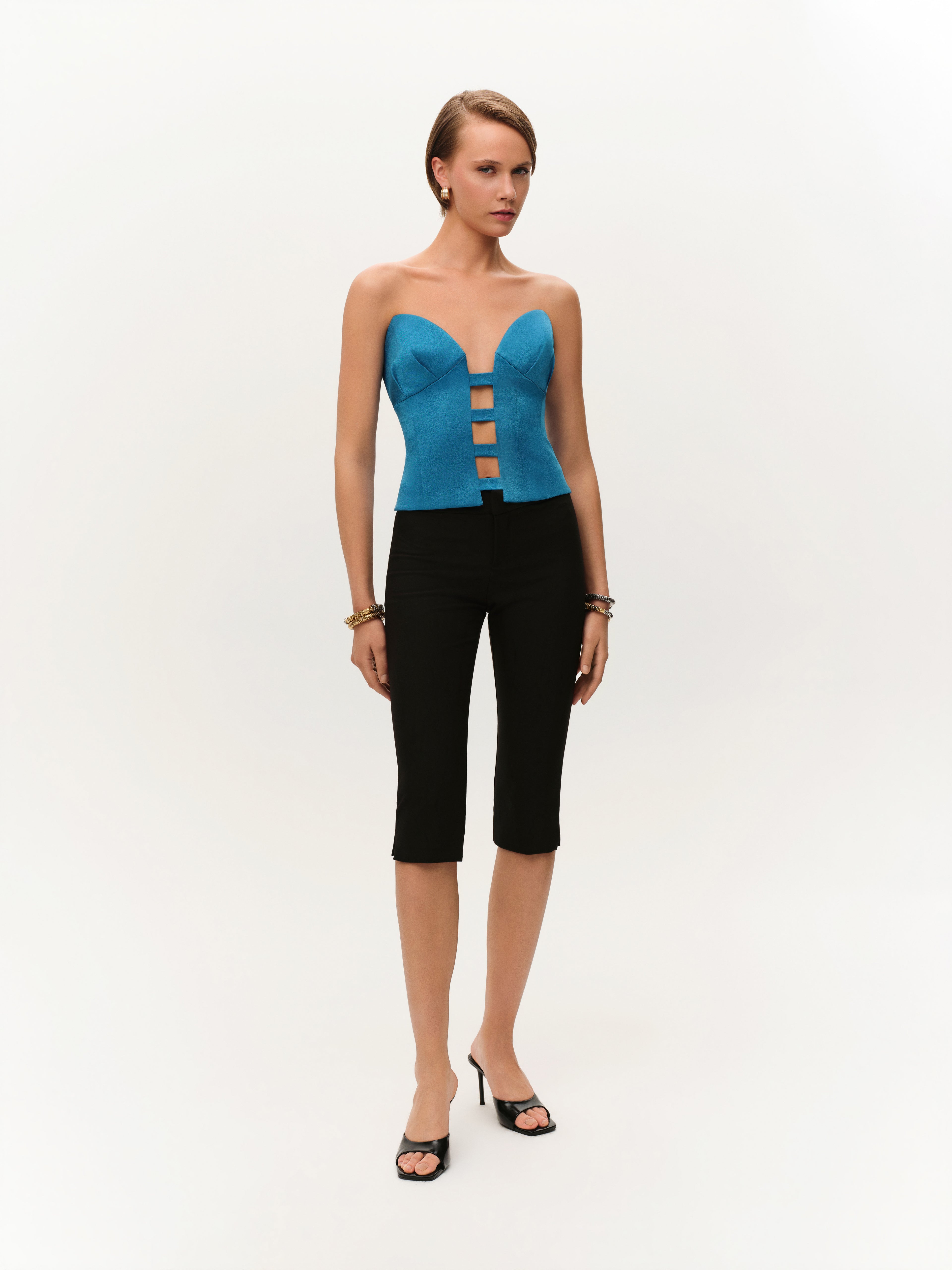 ARIA Saks Mavisi Straplez Saten Korse